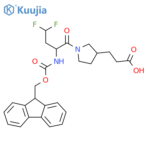 3-{1-2-({(9H-fluoren-9-yl)methoxycarbonyl}amino)-4,4-difluorobutanoylpyrrolidin-3-yl}propanoic acid structure