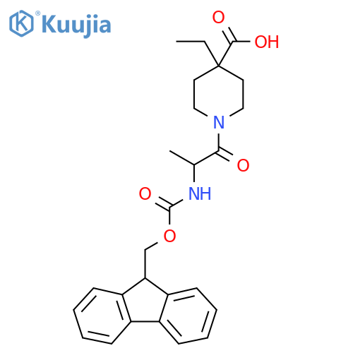 4-ethyl-1-2-({(9H-fluoren-9-yl)methoxycarbonyl}amino)propanoylpiperidine-4-carboxylic acid structure