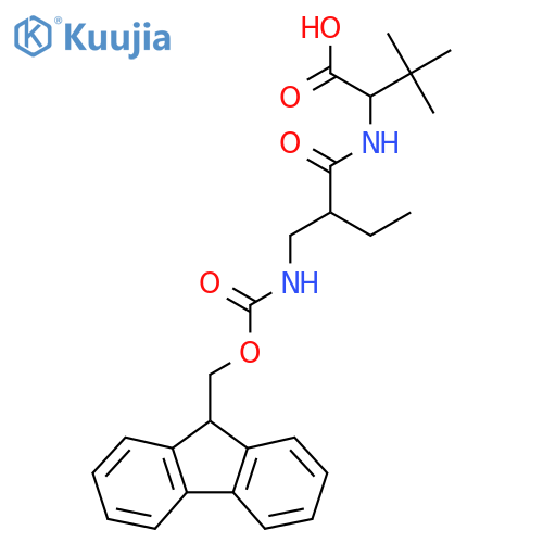 2-{2-({(9H-fluoren-9-yl)methoxycarbonyl}amino)methylbutanamido}-3,3-dimethylbutanoic acid structure