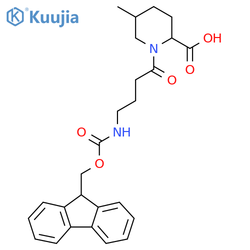 1-4-({(9H-fluoren-9-yl)methoxycarbonyl}amino)butanoyl-5-methylpiperidine-2-carboxylic acid structure