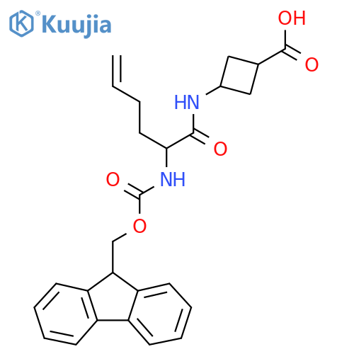 3-2-({(9H-fluoren-9-yl)methoxycarbonyl}amino)hex-5-enamidocyclobutane-1-carboxylic acid structure
