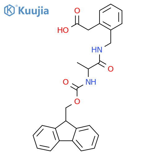 2-(2-{2-({(9H-fluoren-9-yl)methoxycarbonyl}amino)propanamidomethyl}phenyl)acetic acid structure