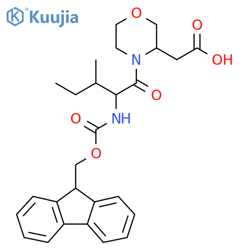 2-{4-2-({(9H-fluoren-9-yl)methoxycarbonyl}amino)-3-methylpentanoylmorpholin-3-yl}acetic acid structure