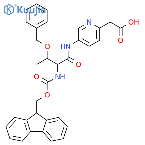 2-{5-3-(benzyloxy)-2-({(9H-fluoren-9-yl)methoxycarbonyl}amino)butanamidopyridin-2-yl}acetic acid structure