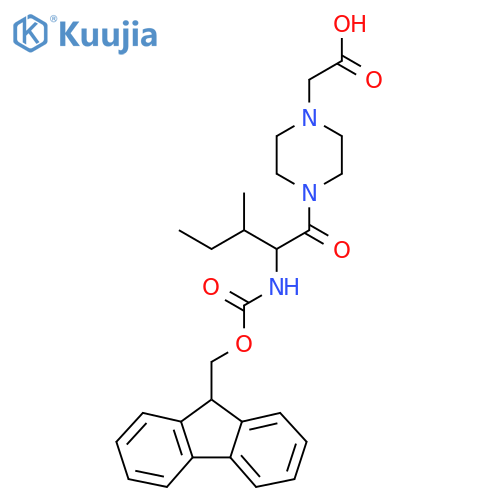 2-{4-2-({(9H-fluoren-9-yl)methoxycarbonyl}amino)-3-methylpentanoylpiperazin-1-yl}acetic acid structure