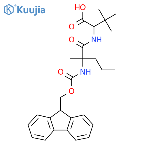 2-2-({(9H-fluoren-9-yl)methoxycarbonyl}amino)-2-methylpentanamido-3,3-dimethylbutanoic acid structure