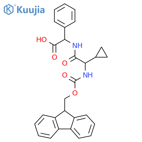 2-2-cyclopropyl-2-({(9H-fluoren-9-yl)methoxycarbonyl}amino)acetamido-2-phenylacetic acid structure