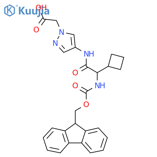 2-{4-2-cyclobutyl-2-({(9H-fluoren-9-yl)methoxycarbonyl}amino)acetamido-1H-pyrazol-1-yl}acetic acid structure
