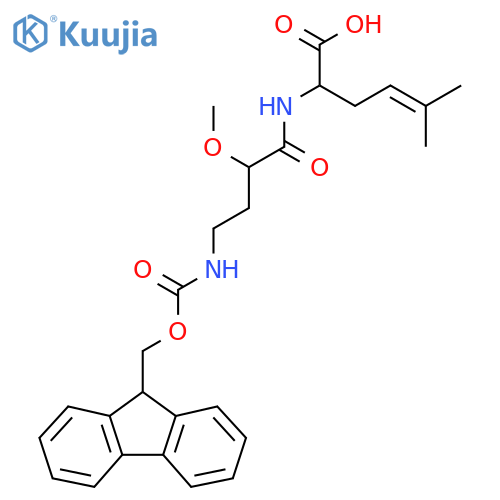 2-4-({(9H-fluoren-9-yl)methoxycarbonyl}amino)-2-methoxybutanamido-5-methylhex-4-enoic acid structure
