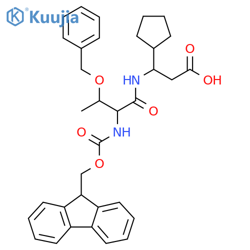 3-3-(benzyloxy)-2-({(9H-fluoren-9-yl)methoxycarbonyl}amino)butanamido-3-cyclopentylpropanoic acid structure