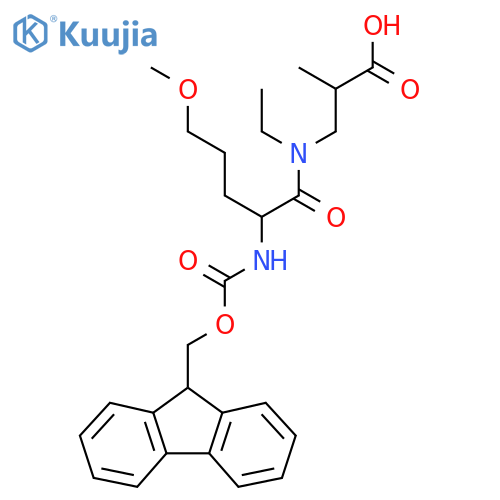 3-N-ethyl-2-({(9H-fluoren-9-yl)methoxycarbonyl}amino)-5-methoxypentanamido-2-methylpropanoic acid structure