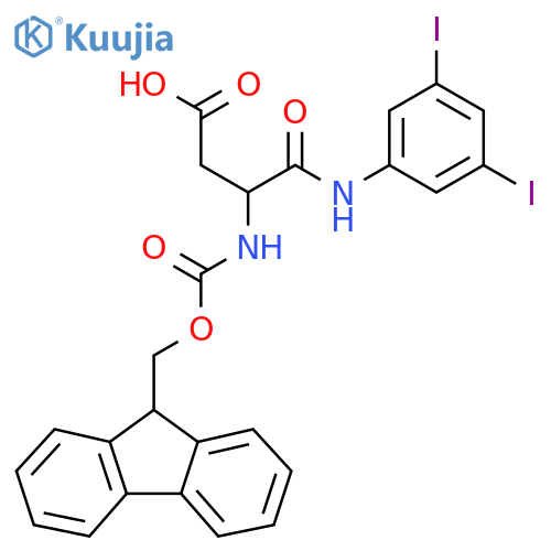 3-(3,5-diiodophenyl)carbamoyl-3-({(9H-fluoren-9-yl)methoxycarbonyl}amino)propanoic acid structure