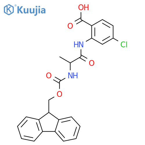 4-chloro-2-2-({(9H-fluoren-9-yl)methoxycarbonyl}amino)propanamidobenzoic acid structure