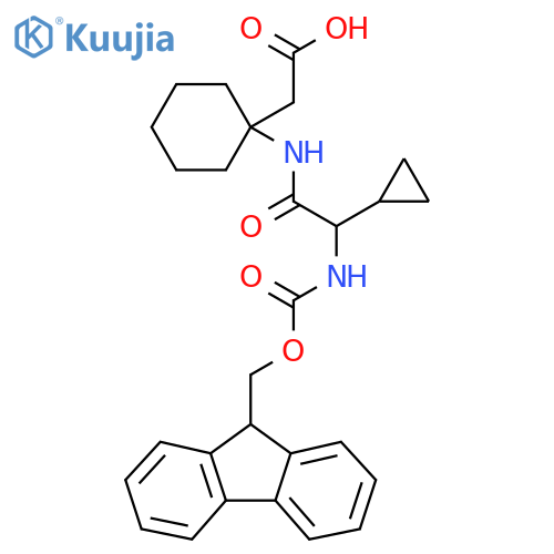 2-{1-2-cyclopropyl-2-({(9H-fluoren-9-yl)methoxycarbonyl}amino)acetamidocyclohexyl}acetic acid structure