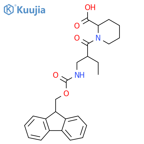 1-{2-({(9H-fluoren-9-yl)methoxycarbonyl}amino)methylbutanoyl}piperidine-2-carboxylic acid structure