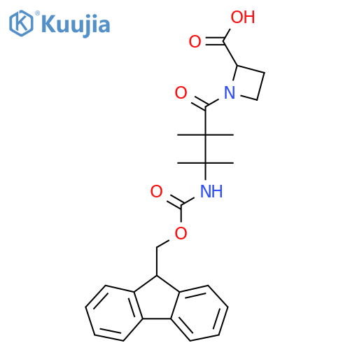 1-3-({(9H-fluoren-9-yl)methoxycarbonyl}amino)-2,2,3-trimethylbutanoylazetidine-2-carboxylic acid structure