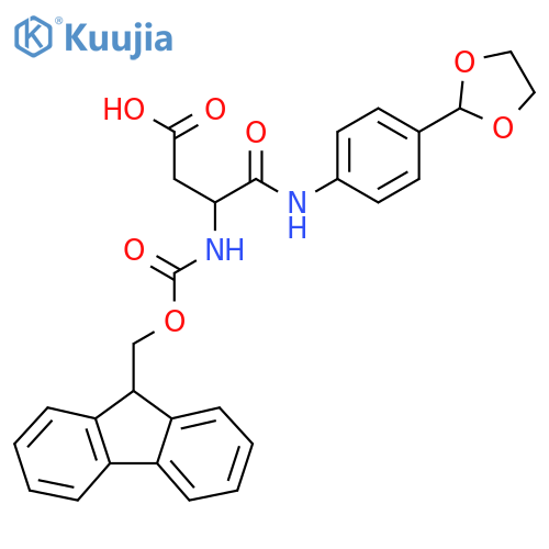 3-{4-(1,3-dioxolan-2-yl)phenylcarbamoyl}-3-({(9H-fluoren-9-yl)methoxycarbonyl}amino)propanoic acid structure