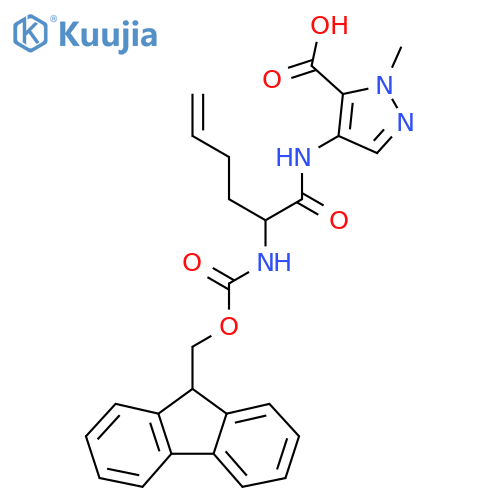 4-2-({(9H-fluoren-9-yl)methoxycarbonyl}amino)hex-5-enamido-1-methyl-1H-pyrazole-5-carboxylic acid structure