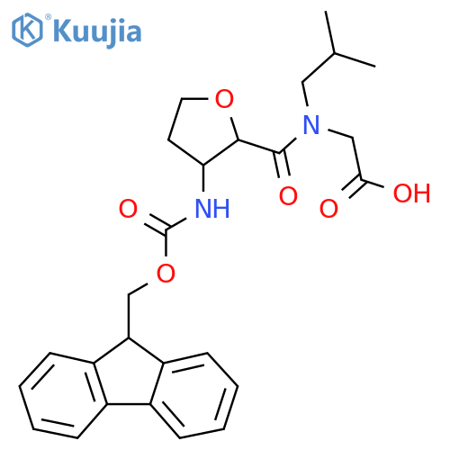 2-{1-3-({(9H-fluoren-9-yl)methoxycarbonyl}amino)oxolan-2-yl-N-(2-methylpropyl)formamido}acetic acid structure