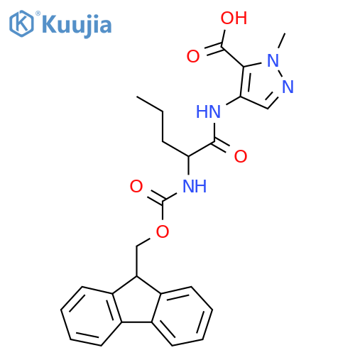 4-2-({(9H-fluoren-9-yl)methoxycarbonyl}amino)pentanamido-1-methyl-1H-pyrazole-5-carboxylic acid structure