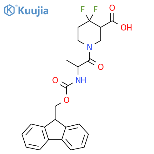 1-2-({(9H-fluoren-9-yl)methoxycarbonyl}amino)propanoyl-4,4-difluoropiperidine-3-carboxylic acid structure