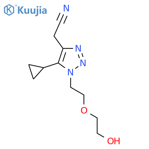 2-{5-cyclopropyl-1-2-(2-hydroxyethoxy)ethyl-1H-1,2,3-triazol-4-yl}acetonitrile structure