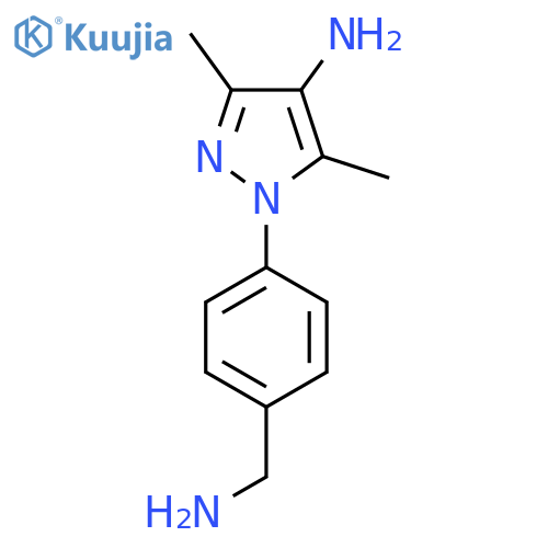 1-4-(aminomethyl)phenyl-3,5-dimethyl-1H-pyrazol-4-amine structure