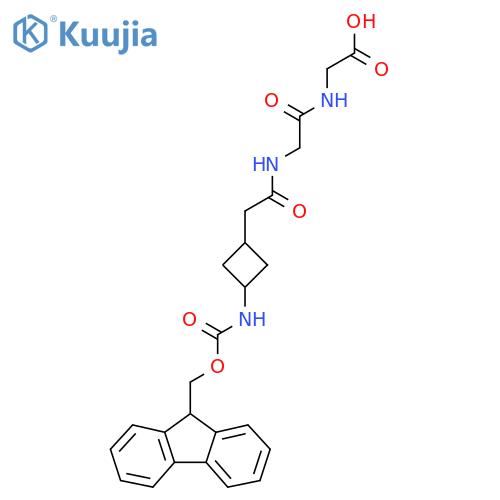 2-(2-{2-3-({(9H-fluoren-9-yl)methoxycarbonyl}amino)cyclobutylacetamido}acetamido)acetic acid structure