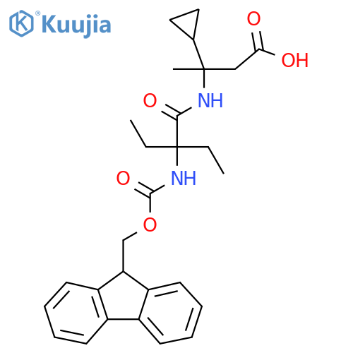 3-cyclopropyl-3-2-ethyl-2-({(9H-fluoren-9-yl)methoxycarbonyl}amino)butanamidobutanoic acid structure