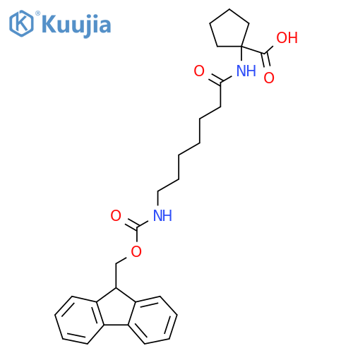 1-7-({(9H-fluoren-9-yl)methoxycarbonyl}amino)heptanamidocyclopentane-1-carboxylic acid structure