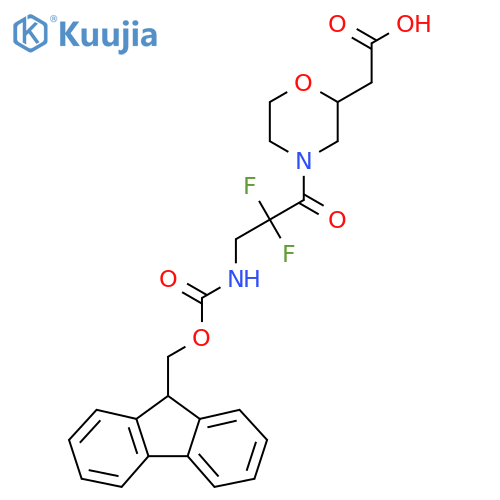 2-{4-3-({(9H-fluoren-9-yl)methoxycarbonyl}amino)-2,2-difluoropropanoylmorpholin-2-yl}acetic acid structure
