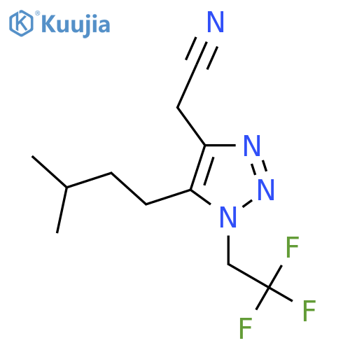 2-5-(3-methylbutyl)-1-(2,2,2-trifluoroethyl)-1H-1,2,3-triazol-4-ylacetonitrile structure