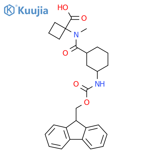 1-N-methyl3-({(9H-fluoren-9-yl)methoxycarbonyl}amino)cyclohexaneamidocyclobutane-1-carboxylic acid structure