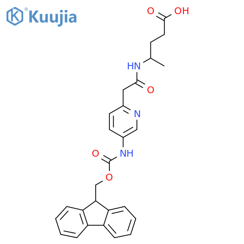4-{2-5-({(9H-fluoren-9-yl)methoxycarbonyl}amino)pyridin-2-ylacetamido}pentanoic acid structure