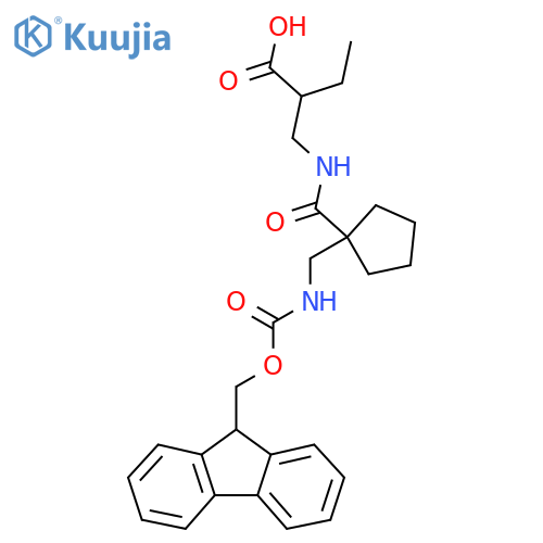 2-({1-({(9H-fluoren-9-yl)methoxycarbonyl}amino)methylcyclopentyl}formamido)methylbutanoic acid structure