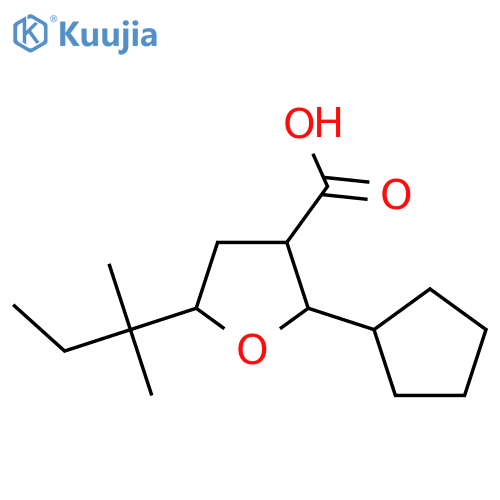 2-cyclopentyl-5-(2-methylbutan-2-yl)oxolane-3-carboxylic acid structure