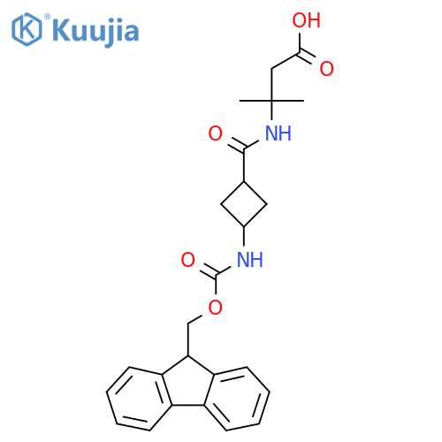 3-{3-({(9H-fluoren-9-yl)methoxycarbonyl}amino)cyclobutylformamido}-3-methylbutanoic acid structure