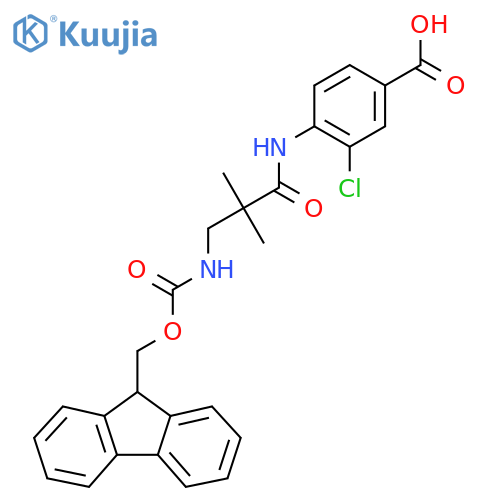 3-chloro-4-3-({(9H-fluoren-9-yl)methoxycarbonyl}amino)-2,2-dimethylpropanamidobenzoic acid structure