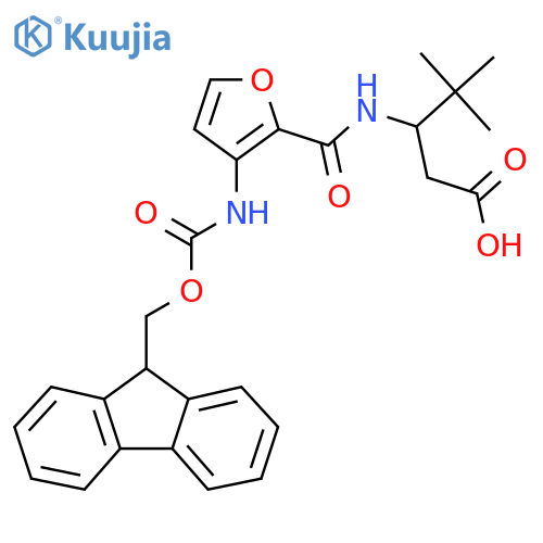 3-{3-({(9H-fluoren-9-yl)methoxycarbonyl}amino)furan-2-ylformamido}-4,4-dimethylpentanoic acid structure