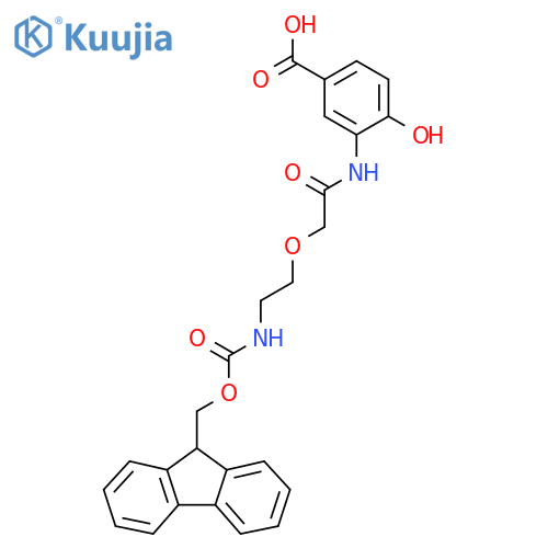 3-{2-2-({(9H-fluoren-9-yl)methoxycarbonyl}amino)ethoxyacetamido}-4-hydroxybenzoic acid structure