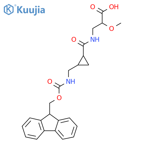 3-({2-({(9H-fluoren-9-yl)methoxycarbonyl}amino)methylcyclopropyl}formamido)-2-methoxypropanoic acid structure
