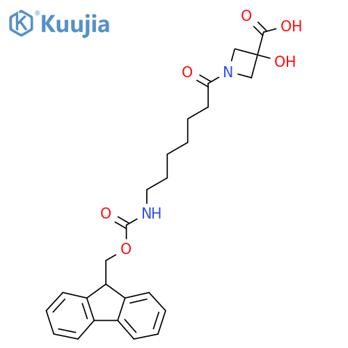 1-7-({(9H-fluoren-9-yl)methoxycarbonyl}amino)heptanoyl-3-hydroxyazetidine-3-carboxylic acid structure