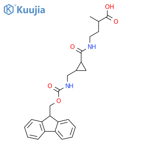 4-({2-({(9H-fluoren-9-yl)methoxycarbonyl}amino)methylcyclopropyl}formamido)-2-methylbutanoic acid structure