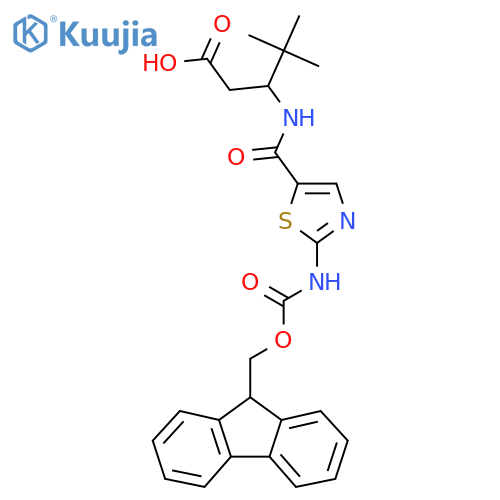 3-{2-({(9H-fluoren-9-yl)methoxycarbonyl}amino)-1,3-thiazol-5-ylformamido}-4,4-dimethylpentanoic acid structure