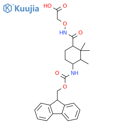 2-({4-({(9H-fluoren-9-yl)methoxycarbonyl}amino)-2,2,3-trimethylcyclohexylformamido}oxy)acetic acid structure