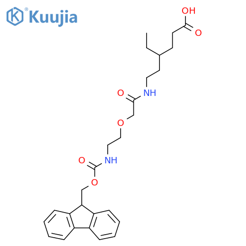 4-ethyl-6-{2-2-({(9H-fluoren-9-yl)methoxycarbonyl}amino)ethoxyacetamido}hexanoic acid structure