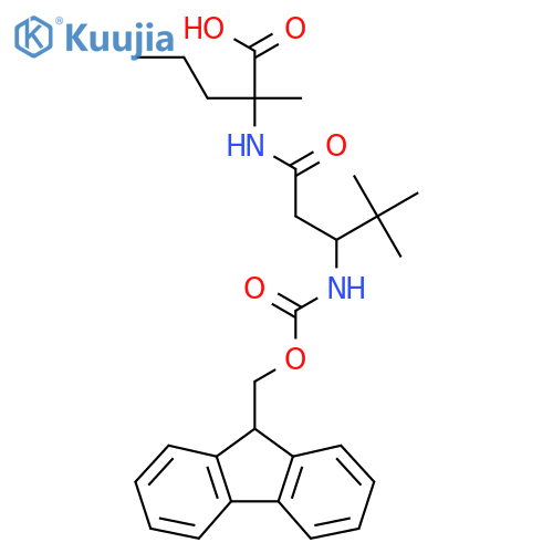 2-3-({(9H-fluoren-9-yl)methoxycarbonyl}amino)-4,4-dimethylpentanamido-2-methylpentanoic acid structure