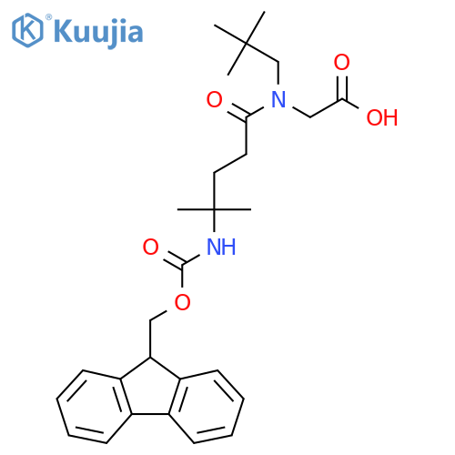 2-N-(2,2-dimethylpropyl)-4-({(9H-fluoren-9-yl)methoxycarbonyl}amino)-4-methylpentanamidoacetic acid structure