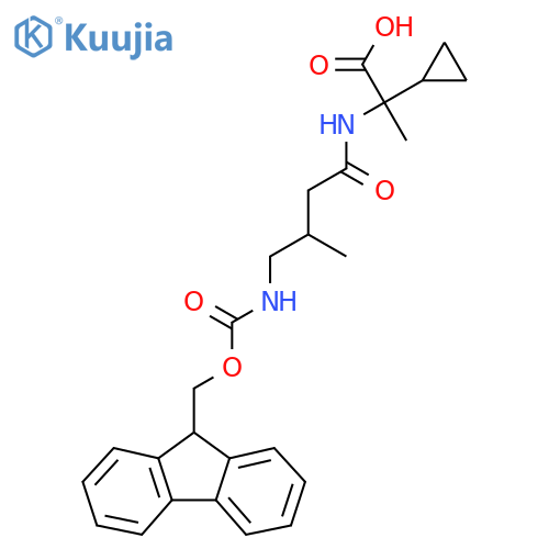 2-cyclopropyl-2-4-({(9H-fluoren-9-yl)methoxycarbonyl}amino)-3-methylbutanamidopropanoic acid structure