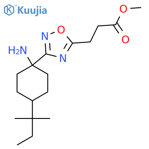 Methyl 3-{3-[1-amino-4-(2-methylbutan-2-yl)cyclohexyl]-1,2,4-oxadiazol-5-yl}propanoate structure